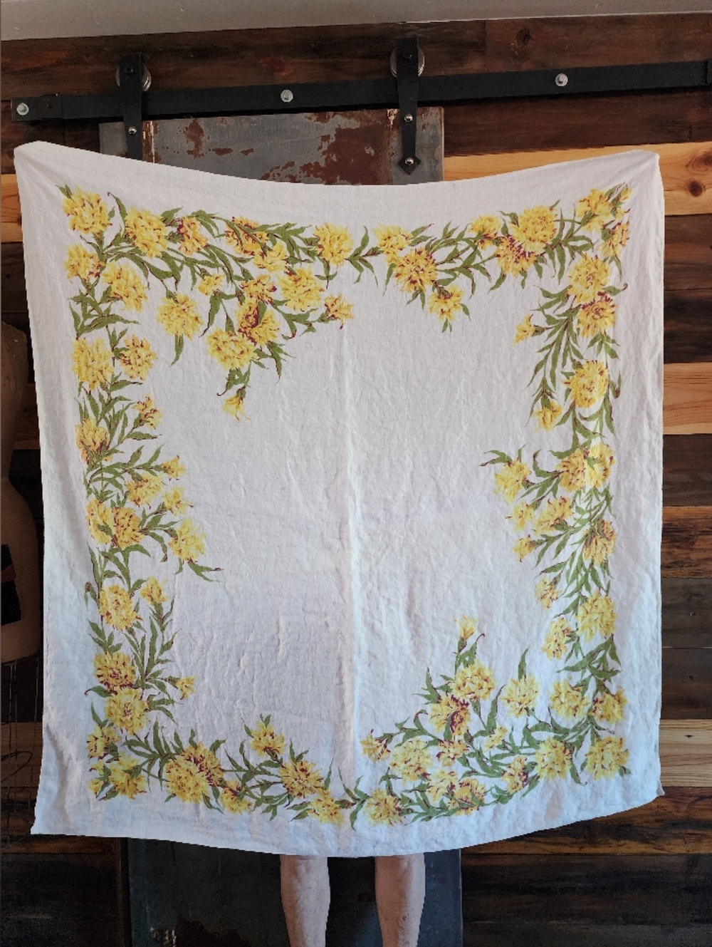 Vintage Yellow Floral Table Cloth